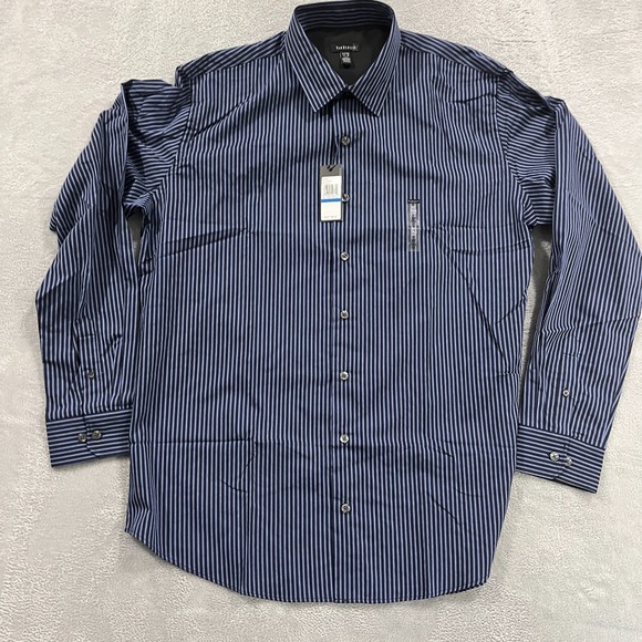 Van Heusen Shirt Men XLT 17.5 18 Big Tall Striped Button Up Preppy Long Sleeve - Picture 1 of 10
